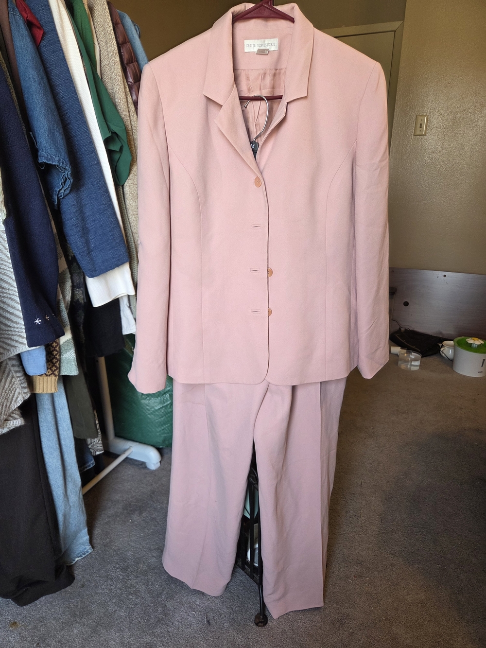 Petite Sophisticate Women's Blush Pink Tailored Suit